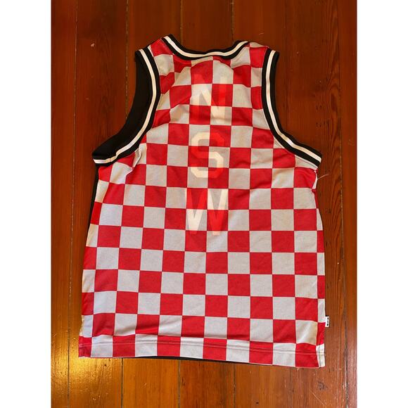 Nike NSW Reversible Tank Top Large Black Swoosh Red Check Mesh Jersey - Picture 9 of 10
